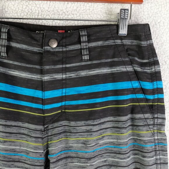 Quiksilver Amphibians Shorts Mens 30 Gray Blue Striped Hybrid Retro Y2K - Picture 2 of 10